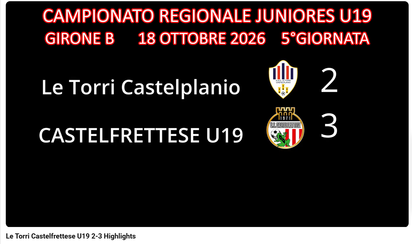 JUNIORES LE TORRI CASTELPLANIO -CASTELFRETTESE 2-3 HIGHLIGHTS